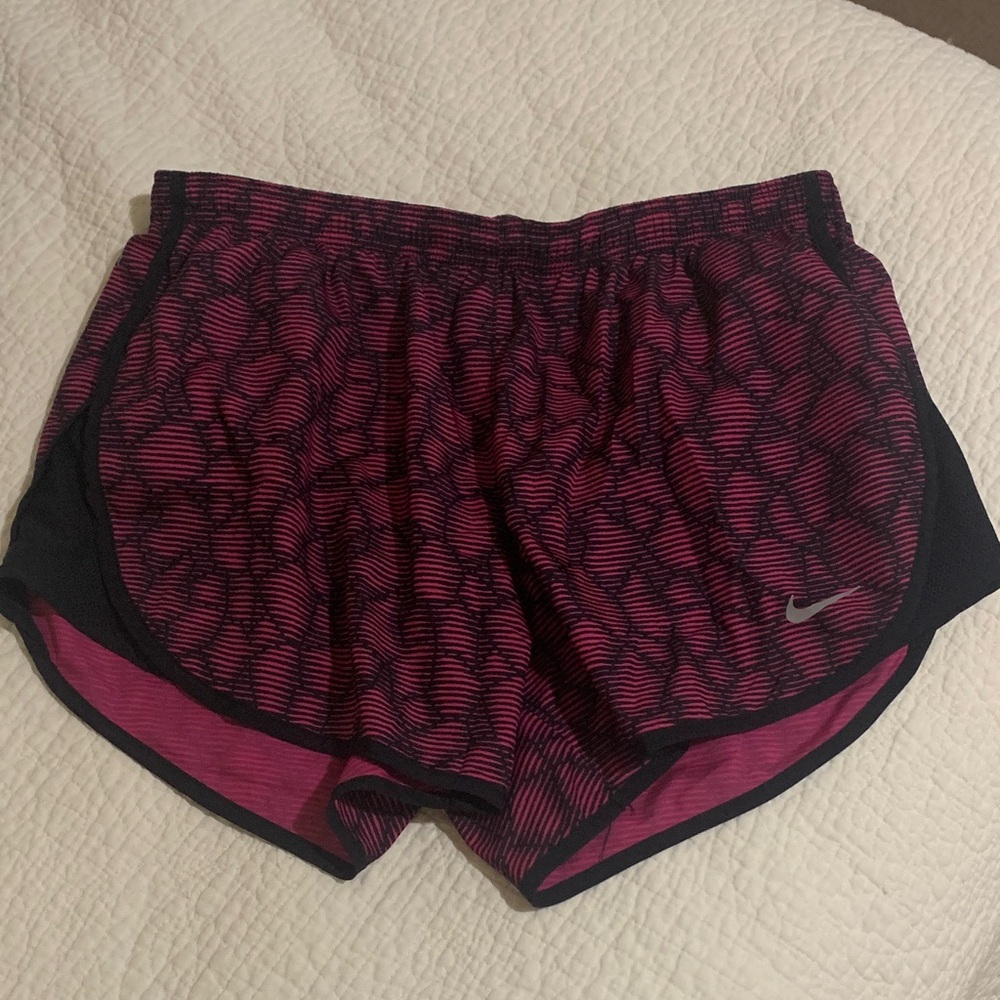 Nike Women's Magenta and Black Athletic Shorts